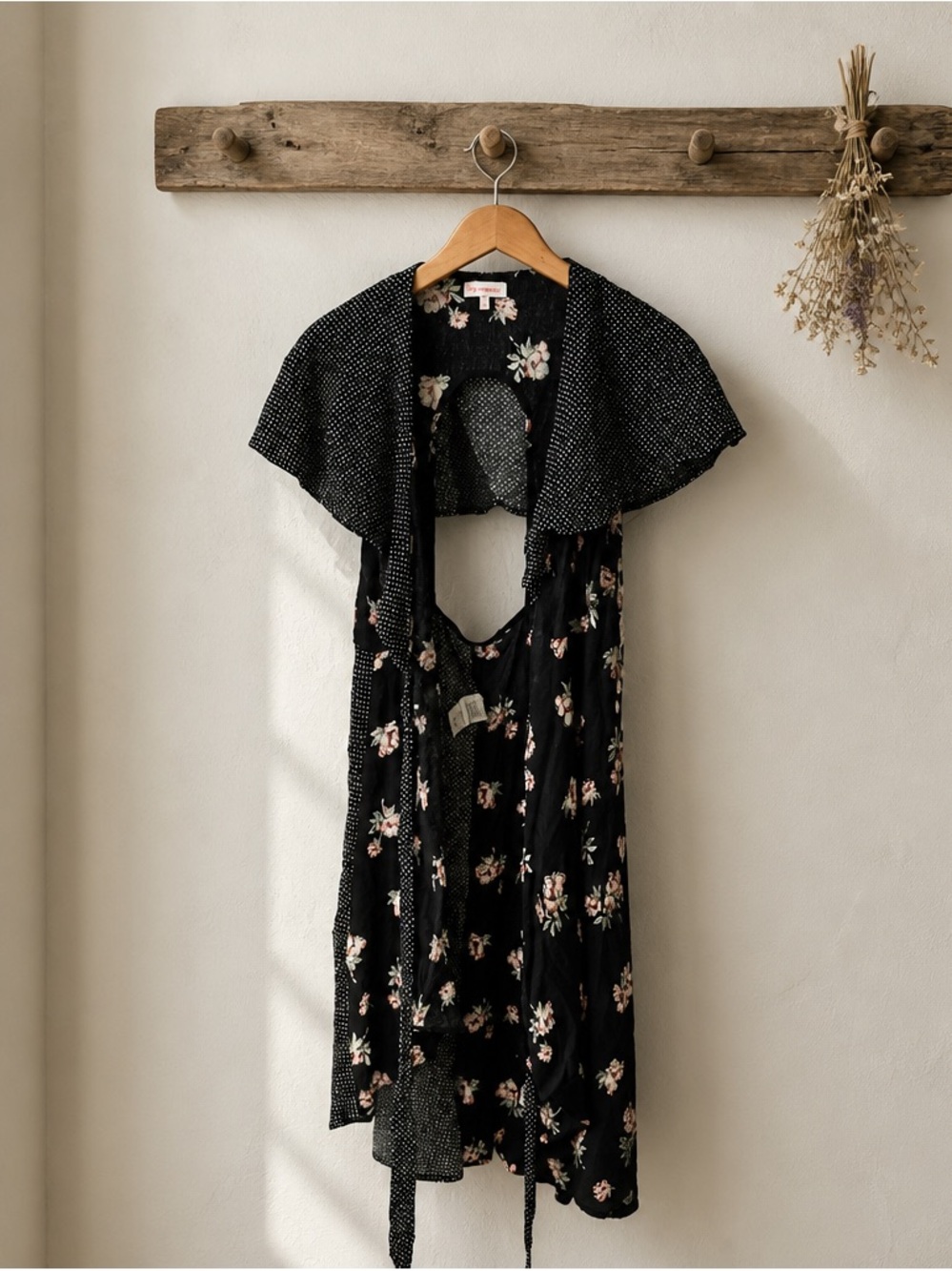re:named Black Dress with Pink and Cream Floral Print
